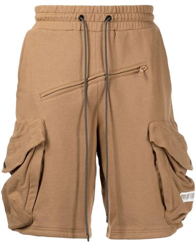 Mostly Heard Rarely Seen Barcode Patch Track Shorts - Brown