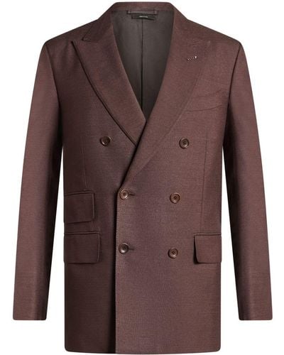 Tom Ford Double-breasted Silk Blazer - Brown