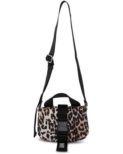 Ganni Leopard-print Crossbody Bag - Black