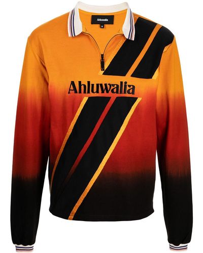 Ahluwalia Logo-embroidered Gradient Polo Shirt - Orange