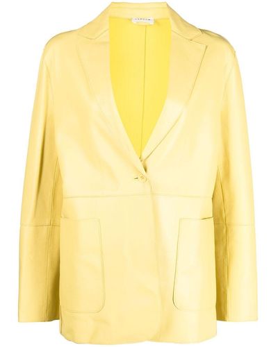 P.A.R.O.S.H. Single-breasted Leather Blazer - Yellow