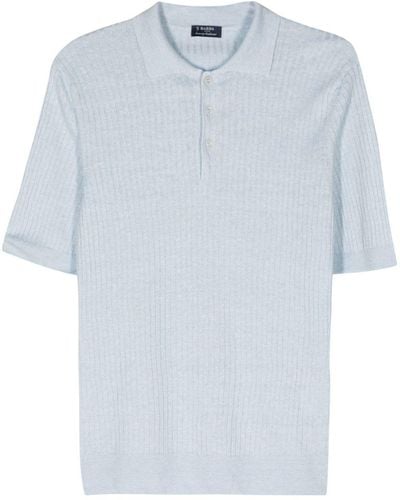 Barba Napoli Short-sleeve Ribbed Polo Shirt - Blue