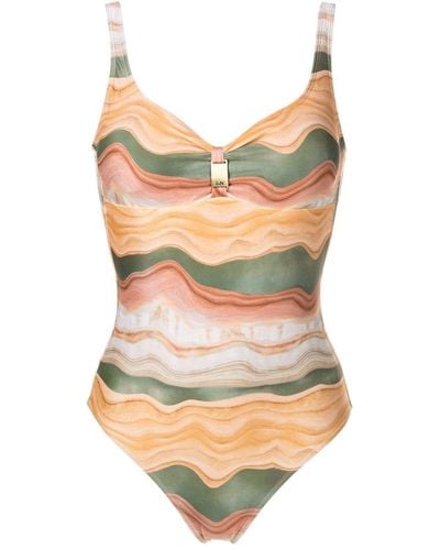 Lygia & Nanny Roberta Abstract-print Swimsuit - Brown