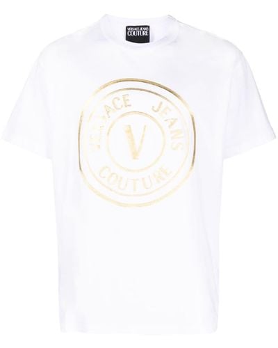 Versace T-Shirt mit Metallic-Print - Weiß