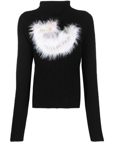 YUHAN WANG Cat Roll-neck Sweater - Black