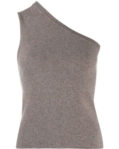 Extreme Cashmere One-shoulder Knitted Top - Brown