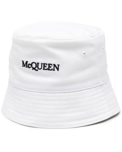 Alexander McQueen Logo-embroidered Bucket Hat - White