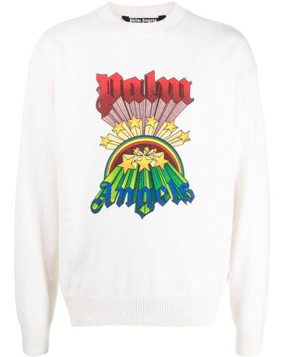Palm Angels Pullover mit Regenbogen-Print - Weiß