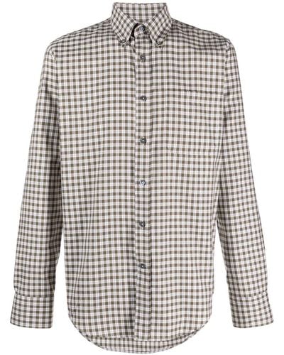 Canali Micro Plaid-check Pattern Shirt - White