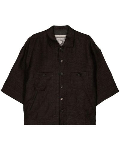 Ziggy Chen Short-sleeve Linen Shirt - ブラック