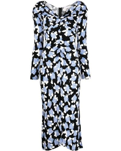 Diane von Furstenberg Robe Midi En Jersey Stretch À Imprimé Fleuri Et À Fronces Sylviana - Multicolore