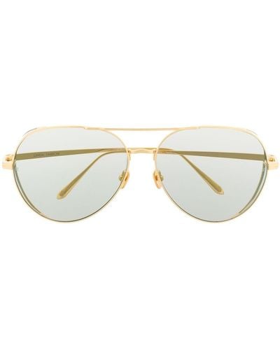 Linda Farrow Ace C7 Pilot Frame Sunglasses - Metallic