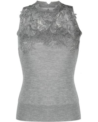 Ermanno Scervino Lace-detailing Sleeveless Top - Grey