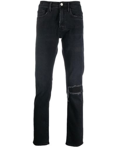 FRAME Straight-leg Distressed Jeans - Black