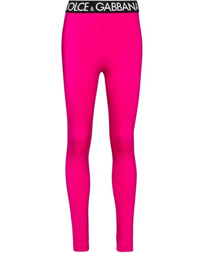 Dolce & Gabbana Logo-trim leggings - Pink