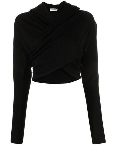 Saint Laurent Hooded Wool Top - Black
