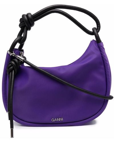 Ganni Knotted-strap Shoulder Bag - Purple