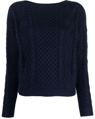 Lauren by Ralph Lauren Basetijo Long-sleeve Cotton Sweater - Blue