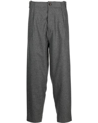 Societe Anonyme Logo-embroidered Tapered Cropped Trousers - Grey