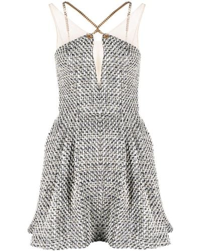 Elisabetta Franchi Chain Tweed Minidress - Gray