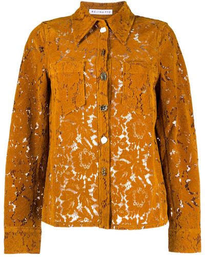 Rejina Pyo Point-collar Lace Shirt - Orange