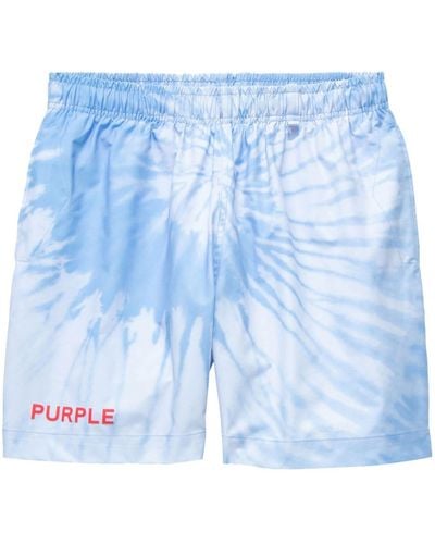 Purple Brand Shorts mit Batikmuster - Blau