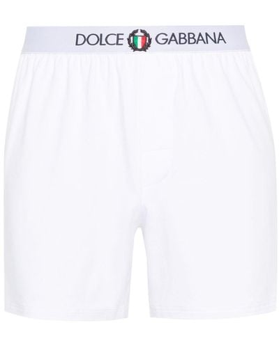 Dolce & Gabbana Crest-motif Cotton-blend Boxers - White