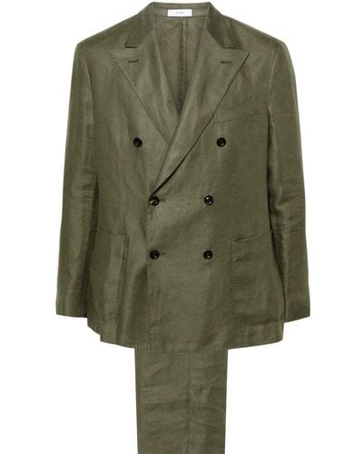 Boglioli Doppelreihiger Anzug aus Leinen - Grün