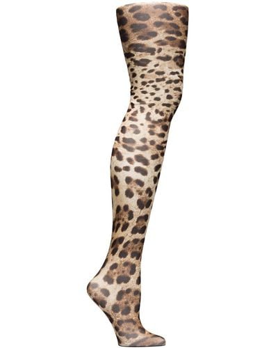 Dolce & Gabbana Leopard-Print Nylon Socks - Marrón
