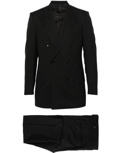Tom Ford Double-breasted Wool Suit - Black