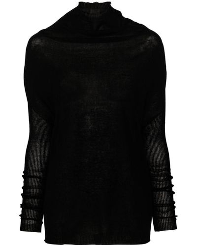Rick Owens Ribbed-sleeves Fine-knit Sweater - Black