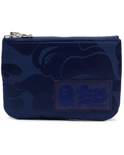 A Bathing Ape Logo-appliqué Camouflage-pattern Wallet - Blue