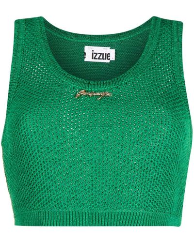 Izzue Logo-plaque Knitted Top - Green