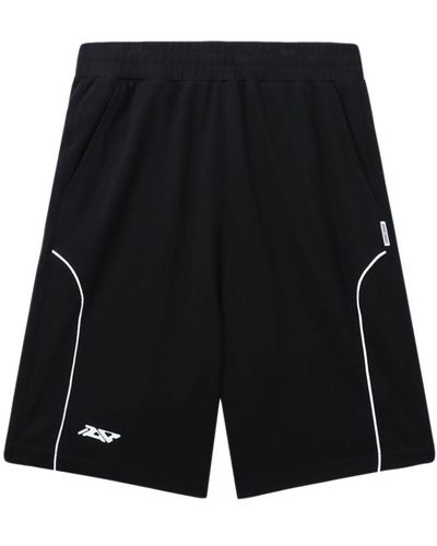 Izzue Stripe-detail Cotton Shorts - Black