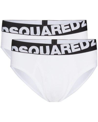 DSquared² Pack de dos calzoncillos con logo en la cintura - Blanco