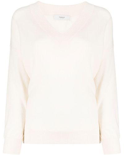 Pringle of Scotland V-neck Long Sleeve Sweater - White