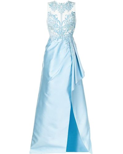 Saiid Kobeisy Embroidered Sleeveless Maxi Dress - Blue