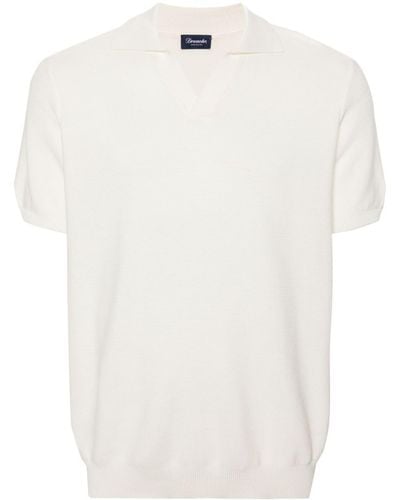Drumohr Poloshirt mit V-Ausschnitt - Weiß