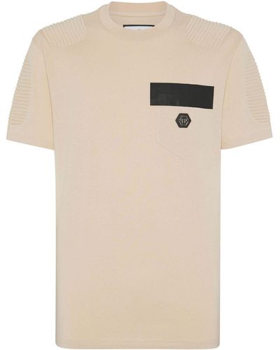 Philipp Plein Logo-appliqué Cotton T-shirt - Natural