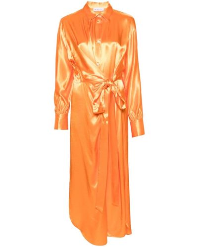 Manuel Ritz Vestido camisero con detalle de nudo - Naranja