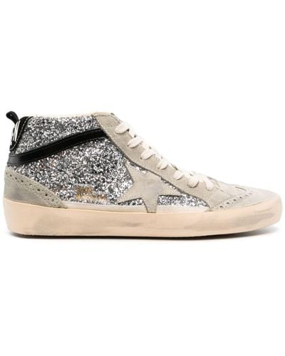 Golden Goose Sneakers Mid Star con glitter - Bianco
