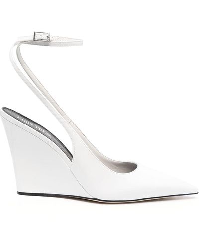 Paris Texas Zapatos Wanda con cuña de 106mm - Blanco