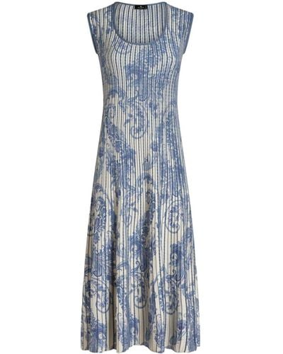 Etro Paisley-print Midi Dress - Blue