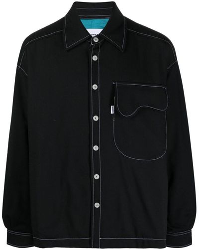 Bonsai Logo-patch Contrast-stitching Shirt - Black