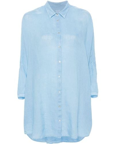 120% Lino Popeline-Hemd aus Leinen - Blau