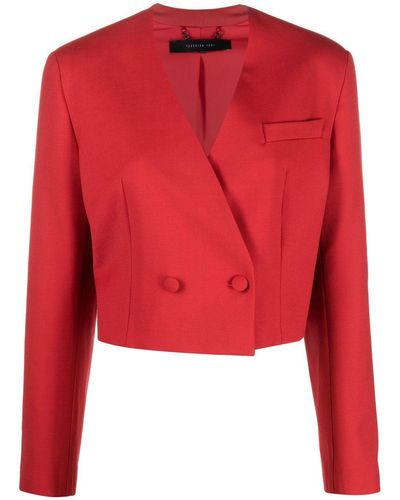 FEDERICA TOSI Cropped Double-breasted Jacket - Red