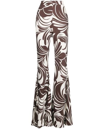 La DoubleJ Superflare Watermarble-print Trousers - Brown