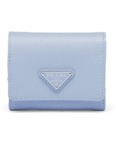 Prada Triangle-logo Saffiano Leather Wallet - Blue