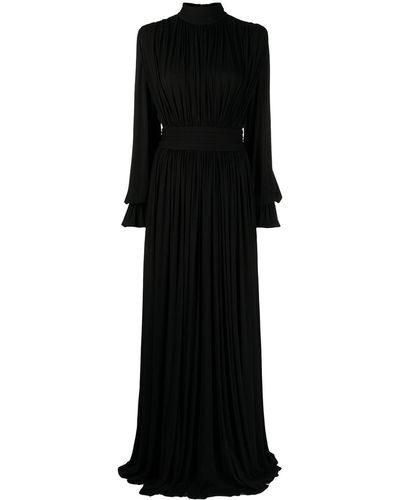 Hervé L. Leroux High-neck Long-sleeve Gown - Black