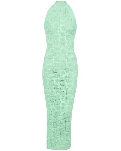 Balmain Kleid mit Monogrammuster - Grün